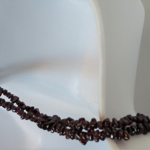Handmade Dark Red Garnet Statement Necklace January Birthstone Beaded NWT - Picture 5 of 16